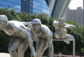 庭院跨栏雕塑厂家 公园草地体育雕塑 锻造运动员雕塑