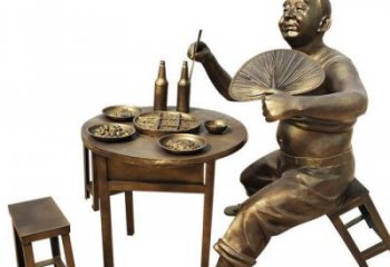 街道老人雕塑厂家 现代景观摆件 彩绘古代雕塑