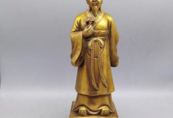 玻璃钢扁鹊雕塑 仿铜名医雕塑 室内药王雕塑