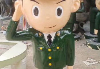 仿古武警雕塑 玻璃钢警察雕塑 房地产战士雕塑