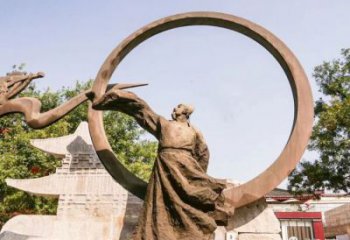大型李白雕塑厂家 步行街人物雕塑 彩绘诗人雕塑