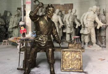 鲁班雕塑 大型手艺人雕塑 玻璃钢木匠雕塑