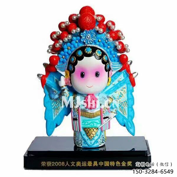 玻璃钢京剧雕塑 现代民俗雕塑 大型唱戏雕塑