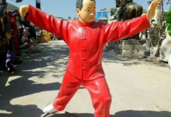 房地产武术雕塑 玻璃钢功夫雕塑 彩绘练拳雕塑