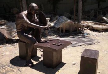 步行街下象棋雕塑 游乐场雕塑 玻璃钢民俗雕塑