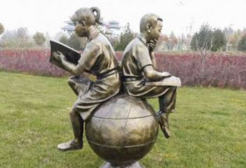 仿古看书雕塑厂家 彩绘人物雕塑 现代学生雕塑