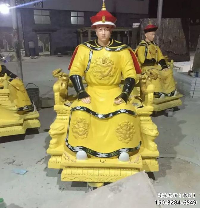 烤漆皇帝雕塑 玻璃钢古代雕塑 室内雕塑 烤漆皇帝雕塑 玻璃钢古代雕塑 室内雕塑