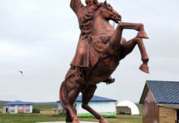 彩绘皇帝雕塑 玻璃钢古代雕塑 街头雕塑