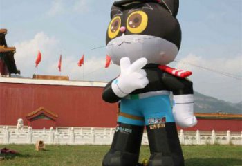 制作创意黑猫警长雕塑 彩绘卡通雕塑 公园雕塑