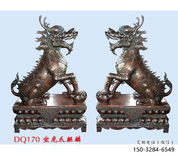 仿铜麒麟雕塑,户外雕塑,玻璃钢材质制造 仿铜麒麟雕塑,户外雕塑,玻璃钢材质制造