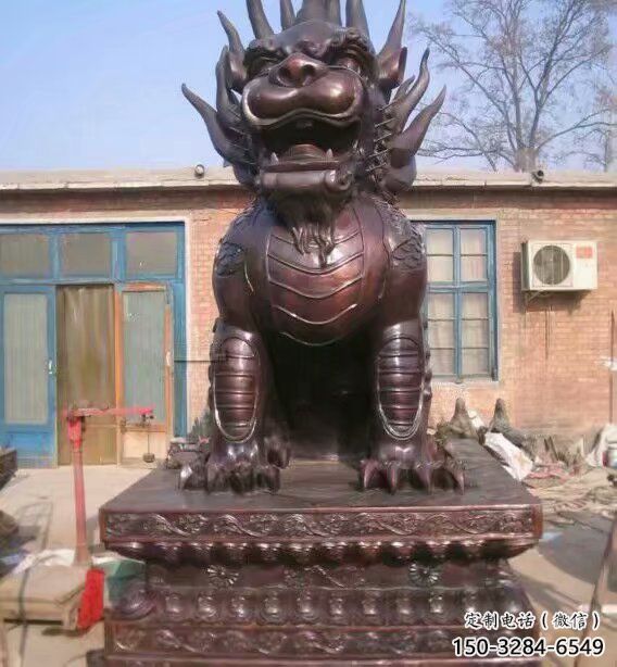 玻璃钢麒麟雕塑,动物美陈雕塑,仿铜工艺 玻璃钢麒麟雕塑,动物美陈雕塑,仿铜工艺