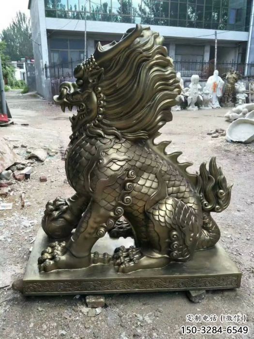 街道麒麟雕塑,户外动物雕塑,古铜效果 街道麒麟雕塑,户外动物雕塑,古铜效果