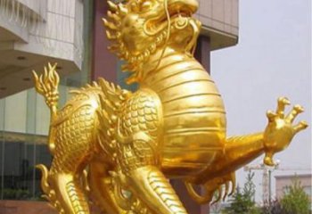 大型麒麟雕塑，镀金动物雕塑，镀金工艺