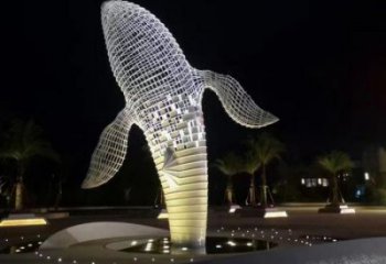 大型鲸鱼雕塑，镂空灯光原理，动物公园摆件