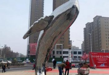 大型鲸鱼雕塑，镂空灯光原理，动物广场摆件