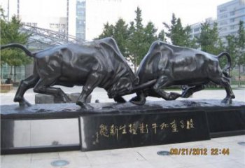 仿铜水牛雕塑，田间景观小品，抽象原理