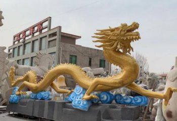 烤漆龙形雕塑厂家，动物摆件，城市园林摆件