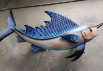 卡通广场剑鱼雕塑厂家，户外街头雕塑，海洋生物雕塑