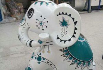 街道小象雕塑厂家，景观摆件，彩绘工艺