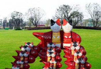 现代小猫雕塑制造商，仿真主题，动漫工艺