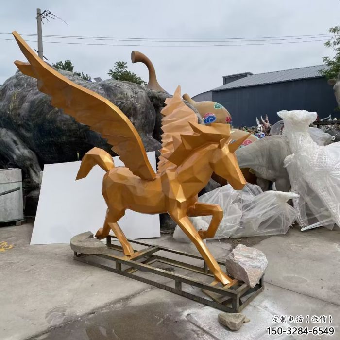 街道天马雕塑厂家,景观摆件,镀金工艺 街道天马雕塑厂家,景观摆件,镀金工艺