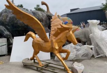 街道天马雕塑厂家，景观摆件，镀金工艺