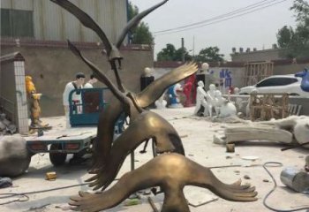 古铜色大雁雕塑厂家 大型城市雕塑 商业街摆件