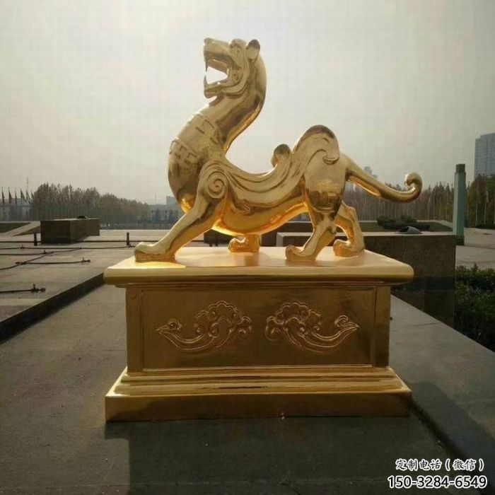 小区白虎雕塑厂家，拉丝动物雕塑，抽象效果