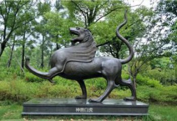 户外白虎雕塑制造商，镀铜神兽雕塑，公园动物小品