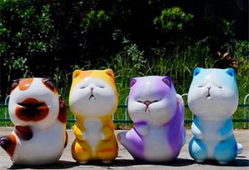 动漫猫咪雕塑厂家，彩绘卡通雕塑，动漫景观工艺