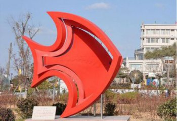广场鱼形雕塑，镂空海洋雕塑，烤漆工艺制造