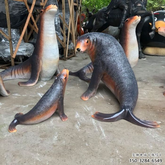 彩绘海豹雕塑厂家 仿真雕塑 步行街摆件 彩绘海豹雕塑厂家 仿真雕塑 步行街摆件