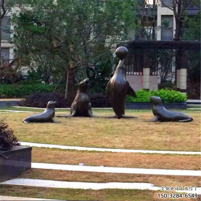 大型海豹雕塑供应商 商业街广场雕塑 古铜色摆件 大型海豹雕塑供应商 商业街广场雕塑 古铜色摆件