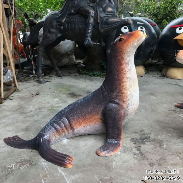 几何海豹雕塑厂家 庭院仿真雕塑 彩绘摆件 几何海豹雕塑厂家 庭院仿真雕塑 彩绘摆件
