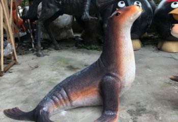 几何海豹雕塑厂家 庭院仿真雕塑 彩绘摆件