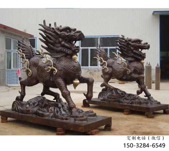 街道貔貅雕塑,大型动物雕塑,古铜效果 街道貔貅雕塑,大型动物雕塑,古铜效果