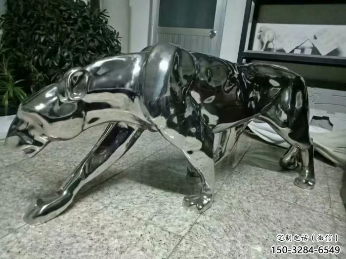 抽象猎豹雕塑,户外动物雕塑,镜面工艺 抽象猎豹雕塑,户外动物雕塑,镜面工艺