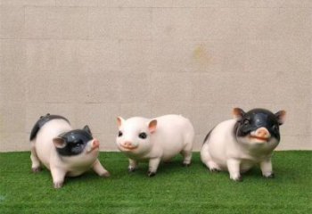抽象野猪雕塑，动物景观雕塑，彩绘题材