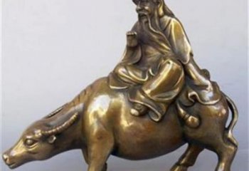 城市老牛雕塑，老子骑牛雕塑，古铜效果