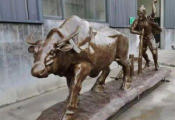 老牛离地雕塑，动物仿古雕塑，仿铜工艺