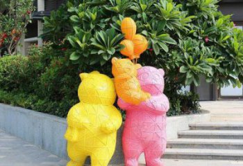 抽象狗熊雕塑，仿古动漫雕塑，卡通摆件