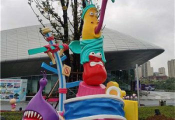 街道虫子雕塑，动漫美陈雕塑，彩绘效果