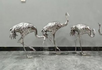 仿真白鹤雕塑厂家 店门口园林雕塑 动物小品