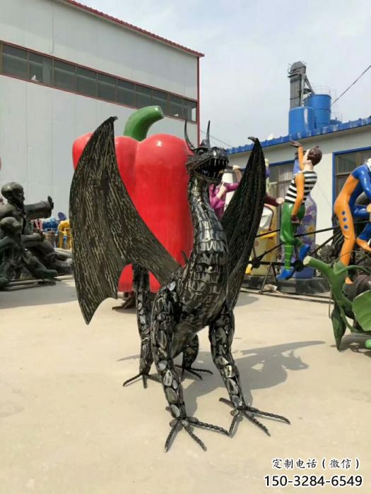 金属恐龙雕塑制作，城市装饰，铁艺恐龙雕塑标准