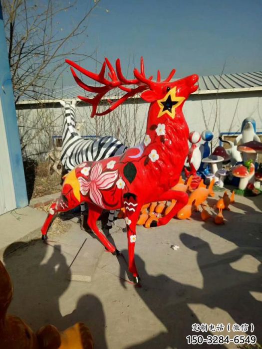 梅花鹿方案精品，景观雕塑，玻璃钢梅花鹿雕塑生产商