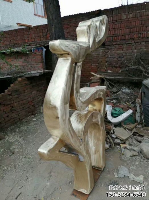 小鹿雕塑定价，街景小品，抽象铜鹿雕塑批发