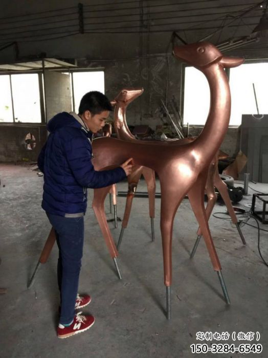 园林小鹿雕塑供求，中式工艺，抽象铜鹿雕塑精选