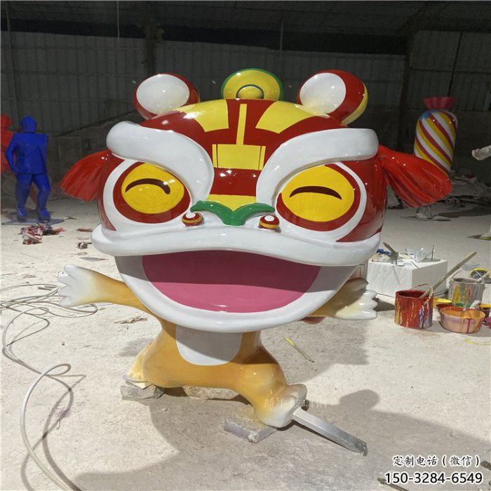 儿童乐园狮子雕塑，动漫景观雕塑，卡通玻璃钢景观雕塑