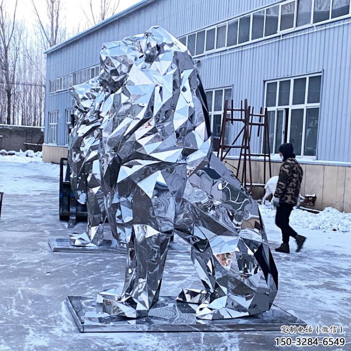 镜面狮子雕塑通用，动物小品，广场不锈钢狮子雕塑优价