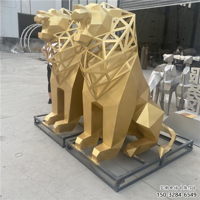 广场狮子雕塑批发，动物系列，不锈钢狮子雕塑制作